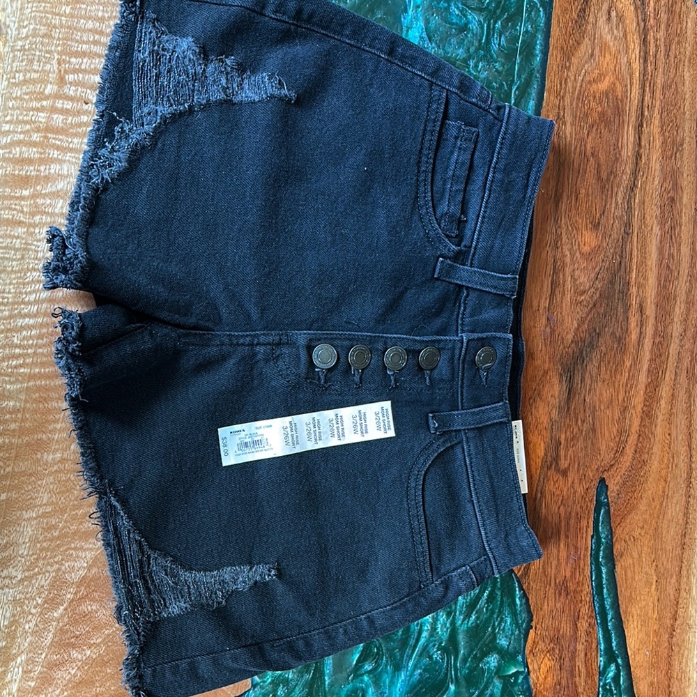 SO Black Denim Jean Shorts with Raw Hem